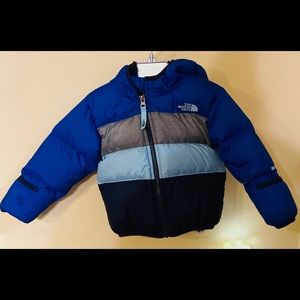Size 12-18 month blue hooded North Face coat